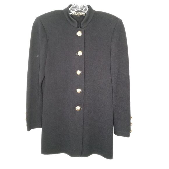 St. John black button front cardigan - Picture 2 of 7